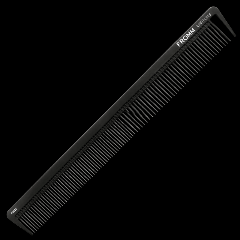 Fromm Limitless 7.5" Carbon Cutting Comb – angled view precision cutting