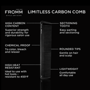 Fromm Limitless 7.5" Carbon Cutting Comb – high heat chemical resistant features