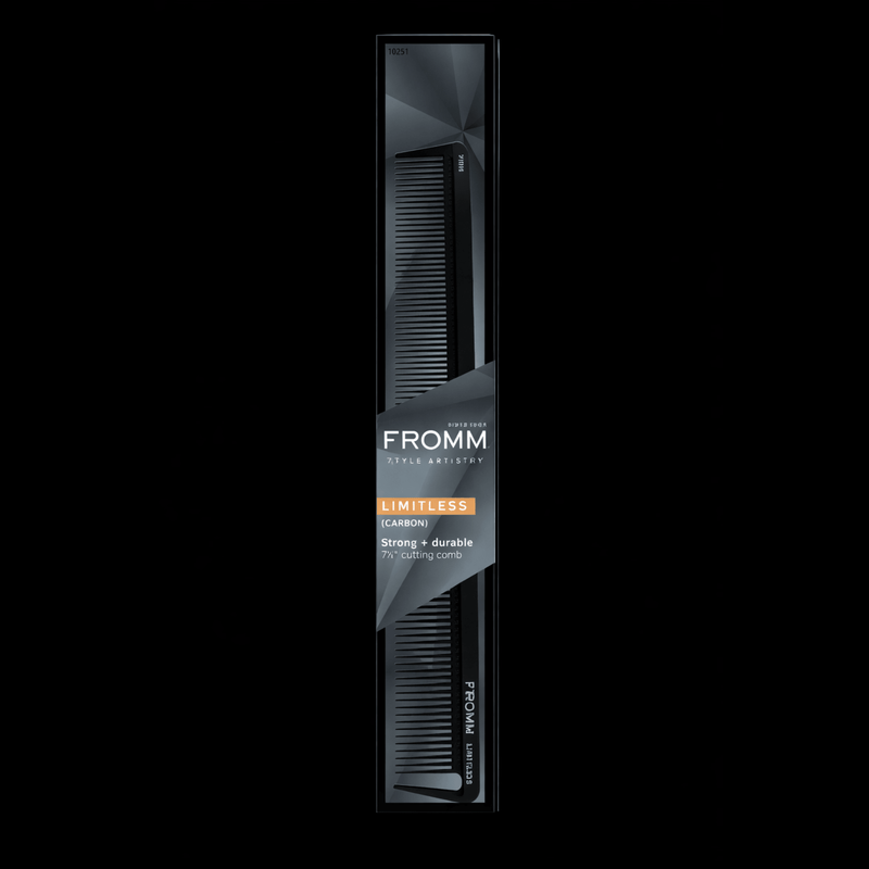 Fromm Limitless 7.5" Carbon Cutting Comb – front view heat resistant anti-static