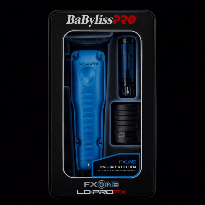 BaBylissPRO FX ONE LO-PRO FX hair styling tool packaging on a black background