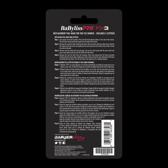 BaBylissPRO FX3 Replacement Foil & Cutter – Black