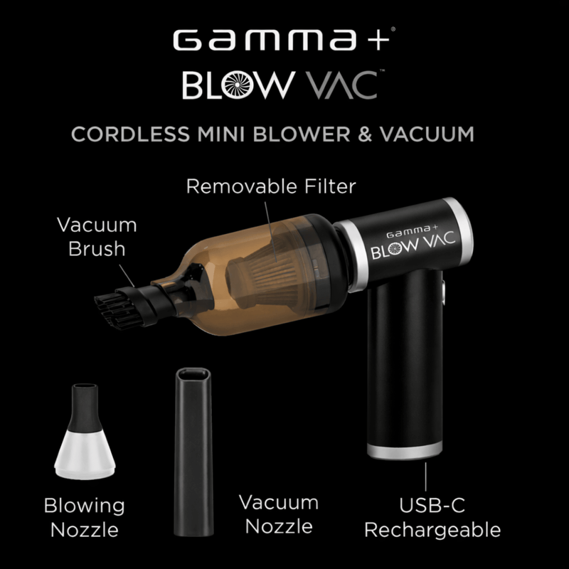 Gamma+ Blow Vac – kit with nozzle vacuum brush and USB rechargeable accessories