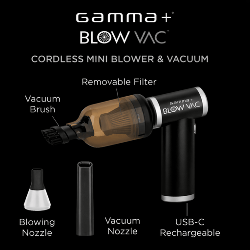 Gamma+ Blow Vac – kit with nozzle vacuum brush and USB rechargeable accessories