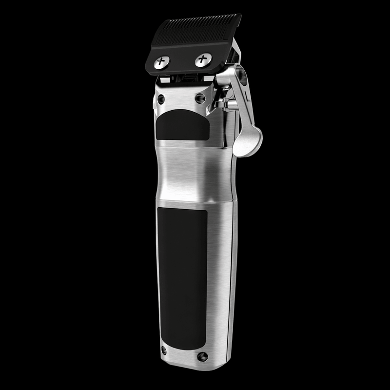 back view of Gamma+ Cyborg cordless hair clipper on a black background