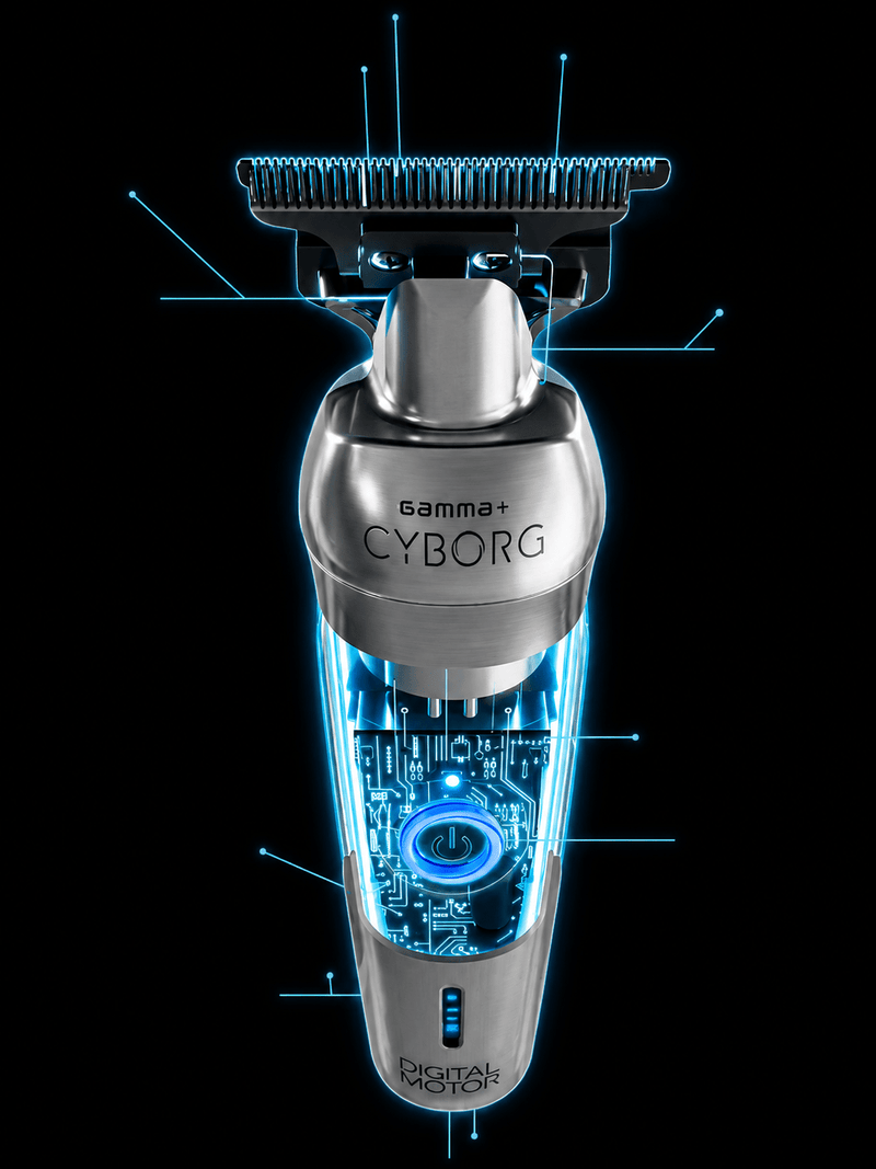 Gamma+ Cyborg Trimmer – blade close-up on black background