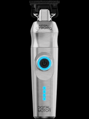 Silver grooming tool with 'Cyborg' branding on a black background
