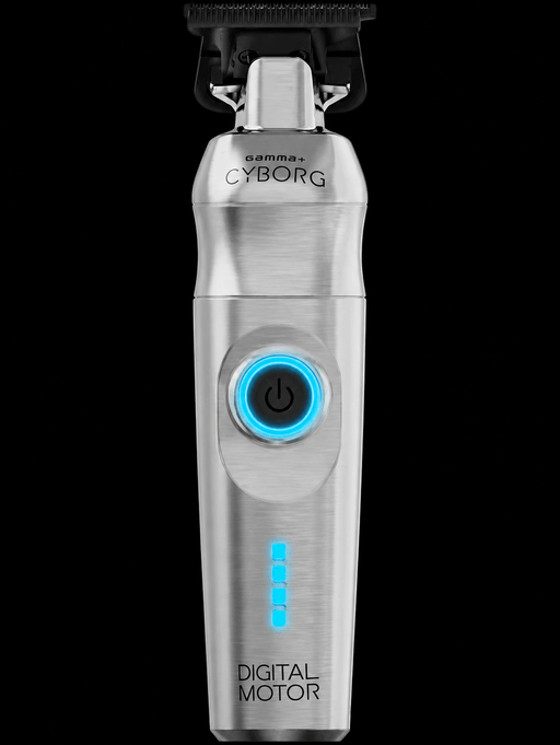 Silver grooming tool with 'Cyborg' branding on a black background