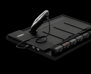Gamma+ barber station organizer mat with USB cable hub and clipper guard storage