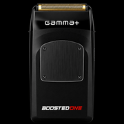 Gamma+ Boosted One Foil Shaver all-black variant front view with gold titanium foil head