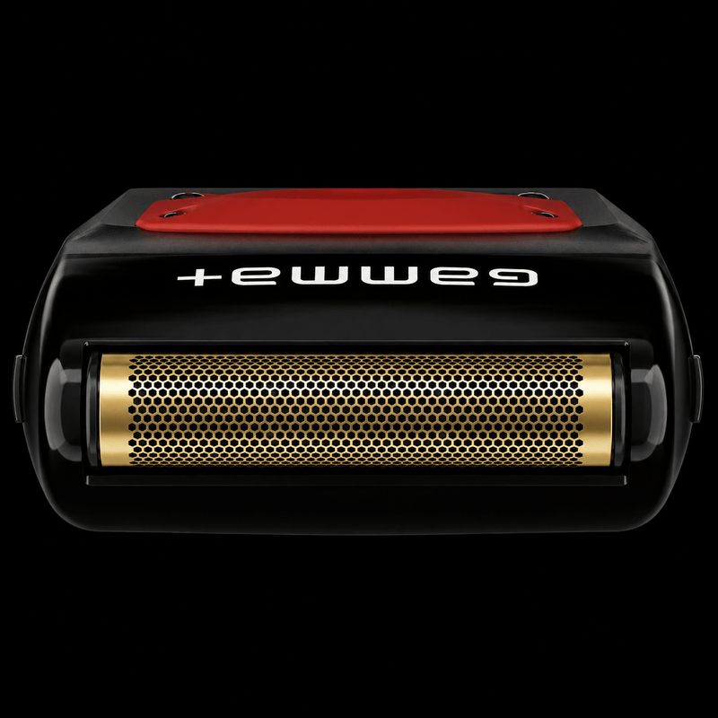 Gamma+ Boosted One Foil Shaver top-down view of gold honeycomb titanium foil head