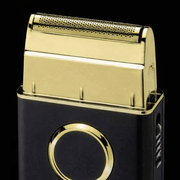 Gamma+ UNO Single Foil Shaver – gold foil shaver head close-up
