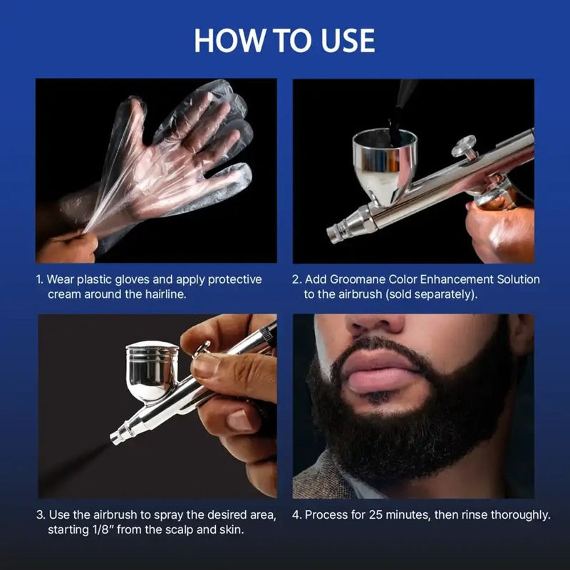 How to use beard and lineup color enhancement spray with airbrush step by step guide