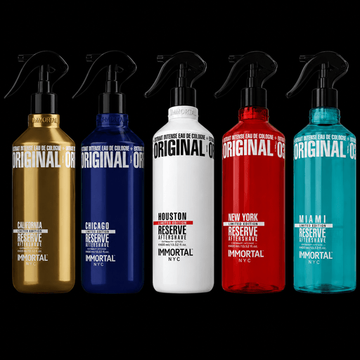 Immortal Aftershave Premium Edition aftershave spray - Miami, Houston, New York, Chicago, and California Reserve scents