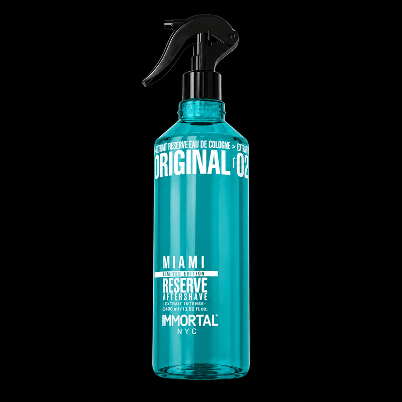 Immortal Aftershave Premium Edition Miami Reserve cooling barber aftershave spray