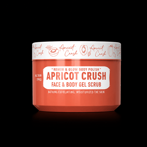 Immortal NYC Apricot Crush Face & Body Gel Scrub – on black background