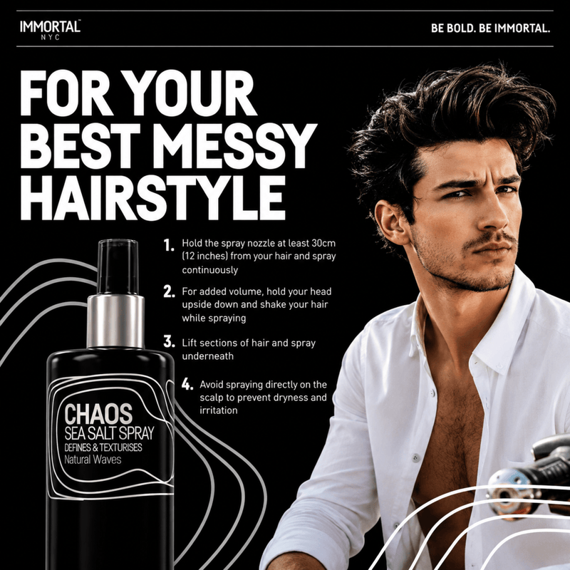 Immortal NYC Chaos Sea Salt Spray for effortless messy hairstyles and added texture