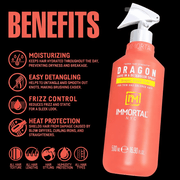 Side view of Immortal Dragon leave-in conditioner & detangler spray bottle