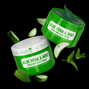 Immortal NYC Infuse Aloe Vera and Mint Purifier Clay Mask – product display with aloe vera and mint