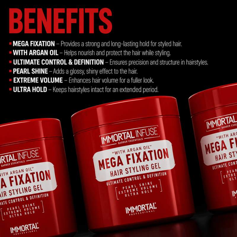 Immortal NYC Infuse Mega Fixation Gel – extreme hold and volume benefits