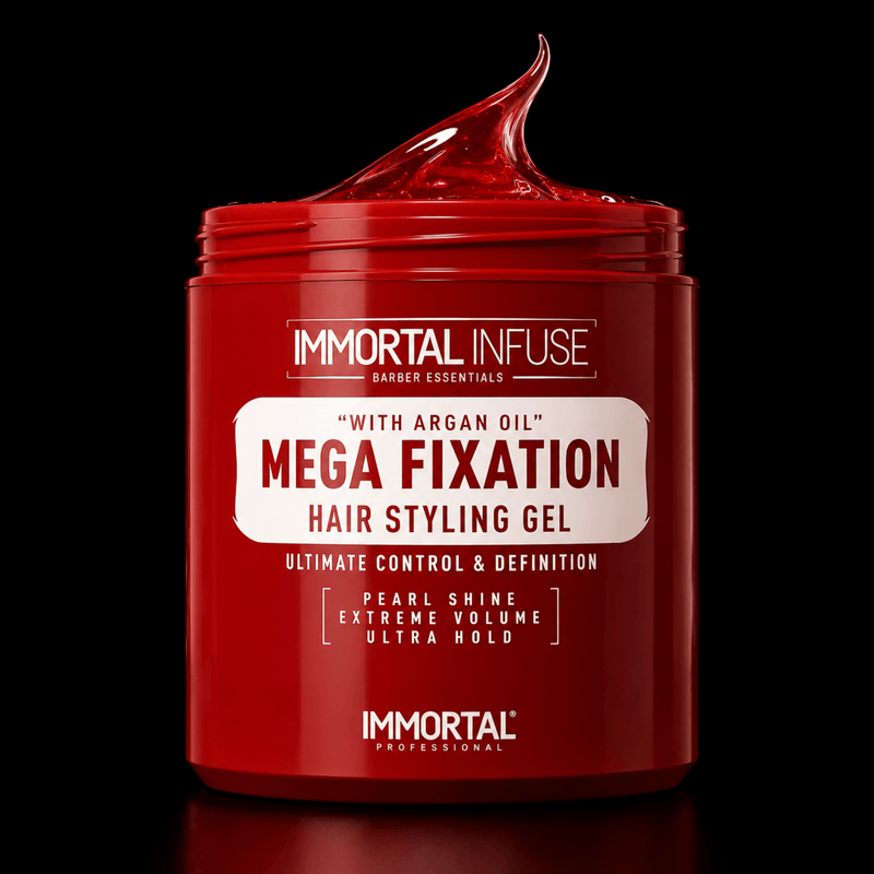 Immortal NYC Infuse Mega Fixation Hair Styling Gel – open jar display