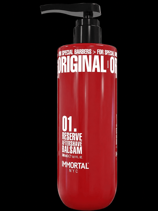 Immortal NYC Aftershave Balm 01 – red bottle on black background