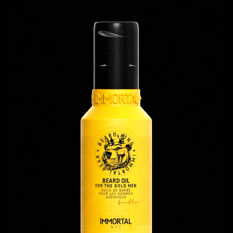 Immortal NYC Beard Oil – yellow bottle, hydration and softness for healthy beard