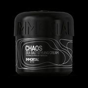 Immortal NYC Chaos Sea Salt Curl Cream jar, front view on black background