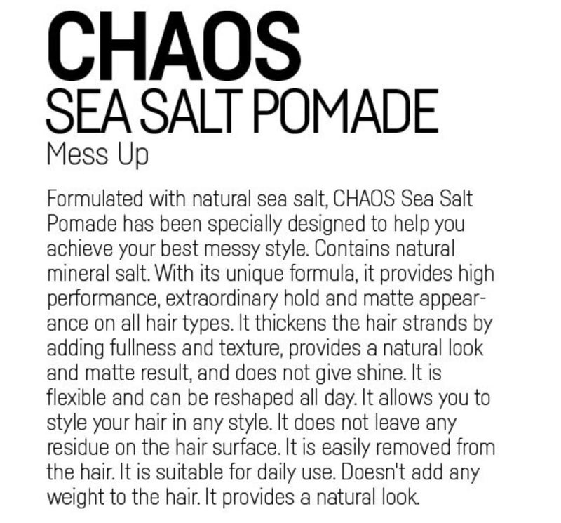 Immortal NYC Chaos Sea Salt Pomade product details and formula description