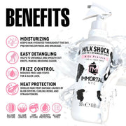 Immortal NYC Milkshock 500ml – bottle with benefits listed on white background