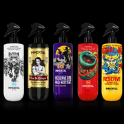 All the scents (One in a Million,Wild West, Aventura, Venom, and Samurai Reserve) in one picture on a black background 