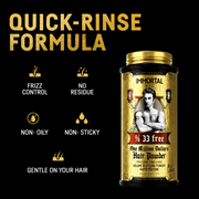 Immortal NYC One Million Dollar Hair Styling Powder – quick-rinse formula features on black background