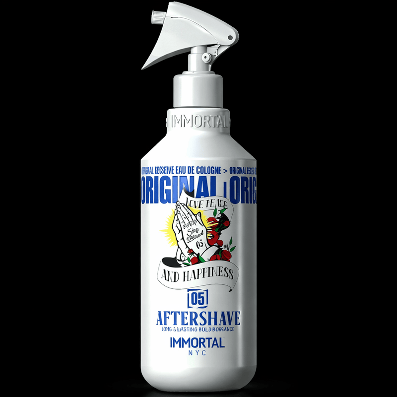 Immortal NYC Stay Blessed Aftershave 500ml – label detail close-up