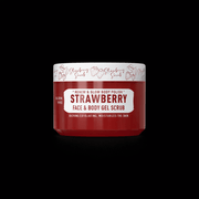 Immortal NYC Strawberry Face & Body Gel Scrub – red jar with white label on black background