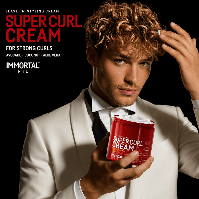 Immortal NYC Super Curl Cream – front view on dark background