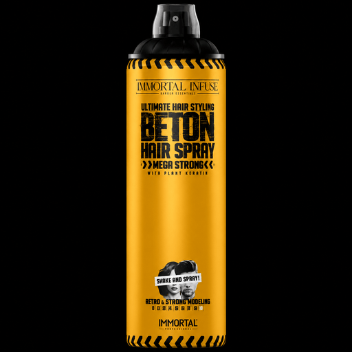 Immortal NYC Beton Hair Spray – can with yellow label and black accents