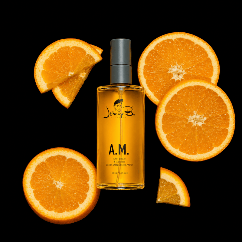 Johnny B A.M. After Shave Spray Citrus Fragrance Display Available at Primos Barber Supply