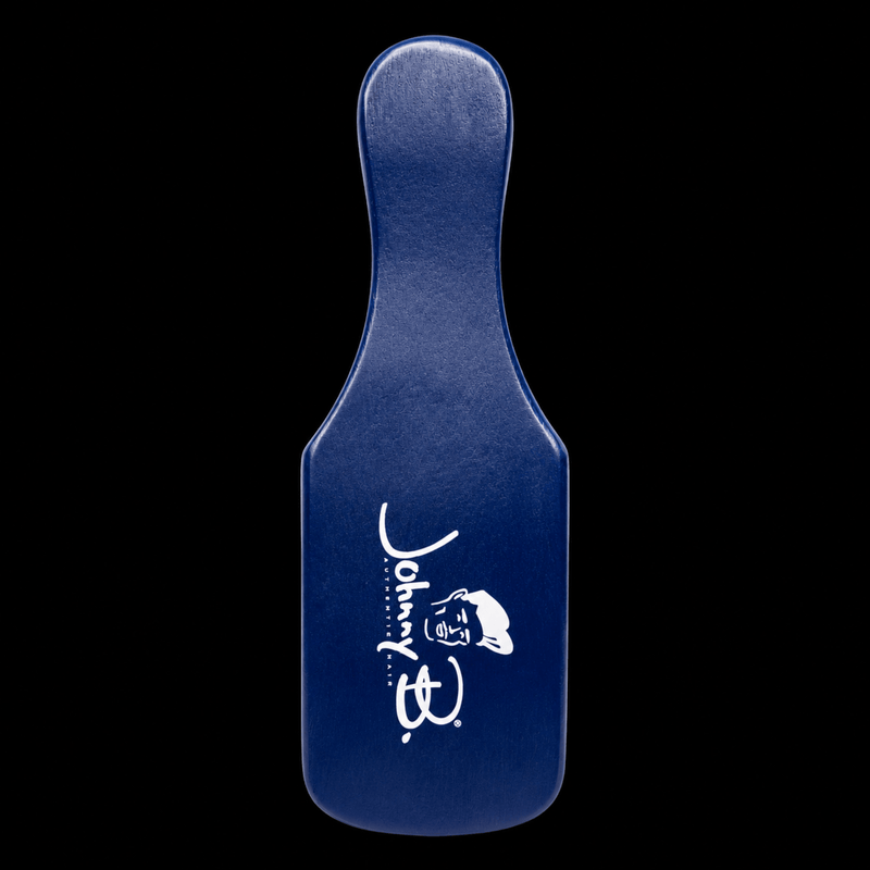 Johnny B Barber Brush Blue – back view with ergonomic handle design