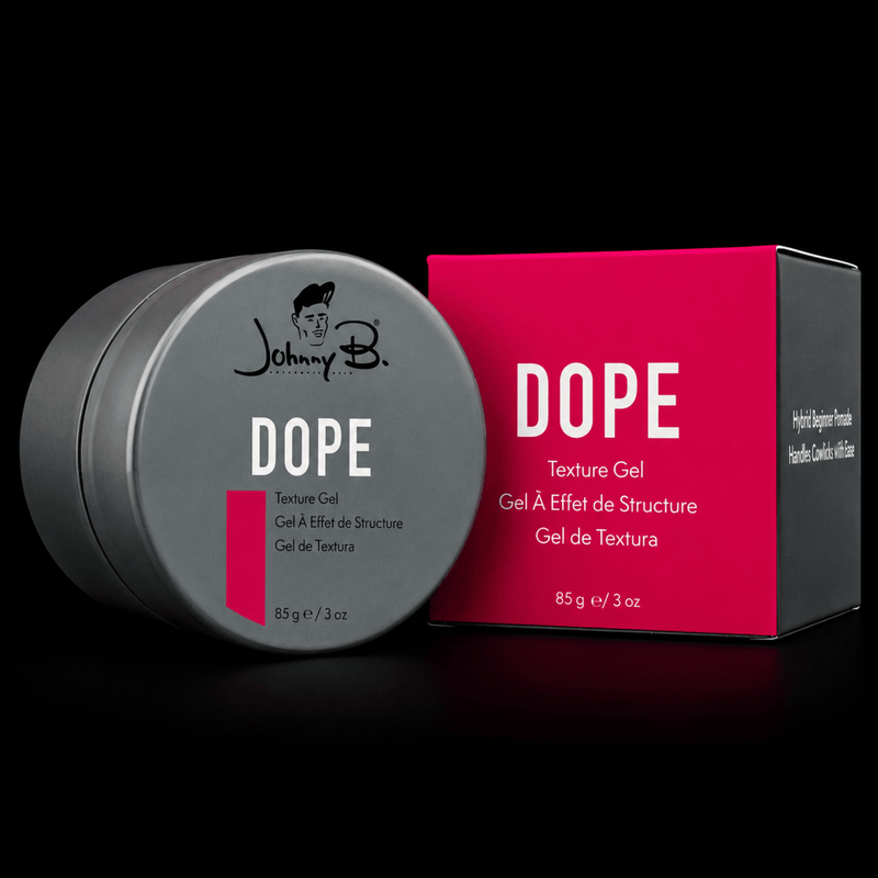 Johnny B Dope Texture Gel – product display with jar and retail box