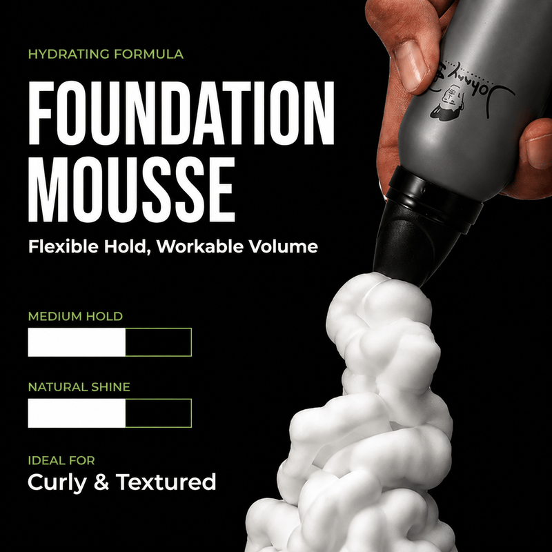 lightweight hair mousse for curly and textured hair Johnny B Foundation styling mousse