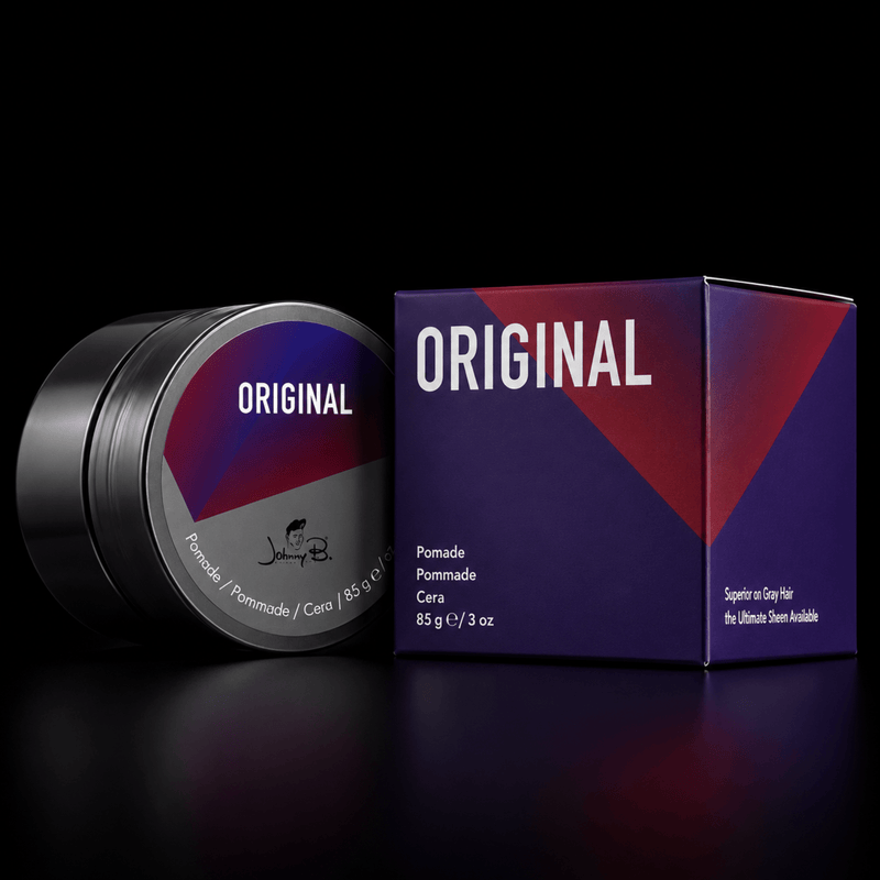 Johnny B Original Pomade – product display with jar and retail box