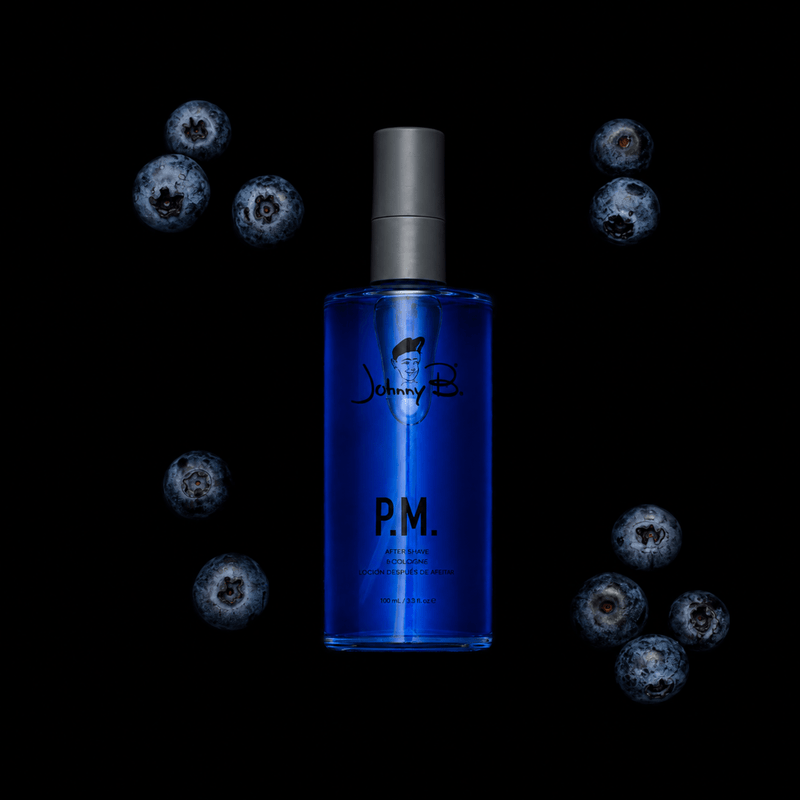 Johnny B P.M. After Shave Spray – blueberry fragrance display