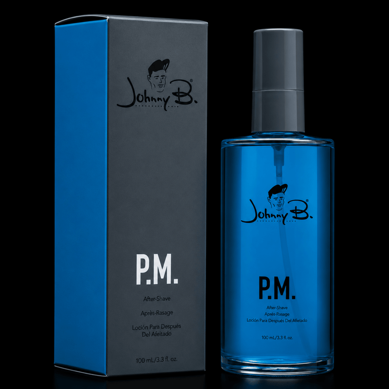 Johnny B P.M. After Shave Spray – retail packaging