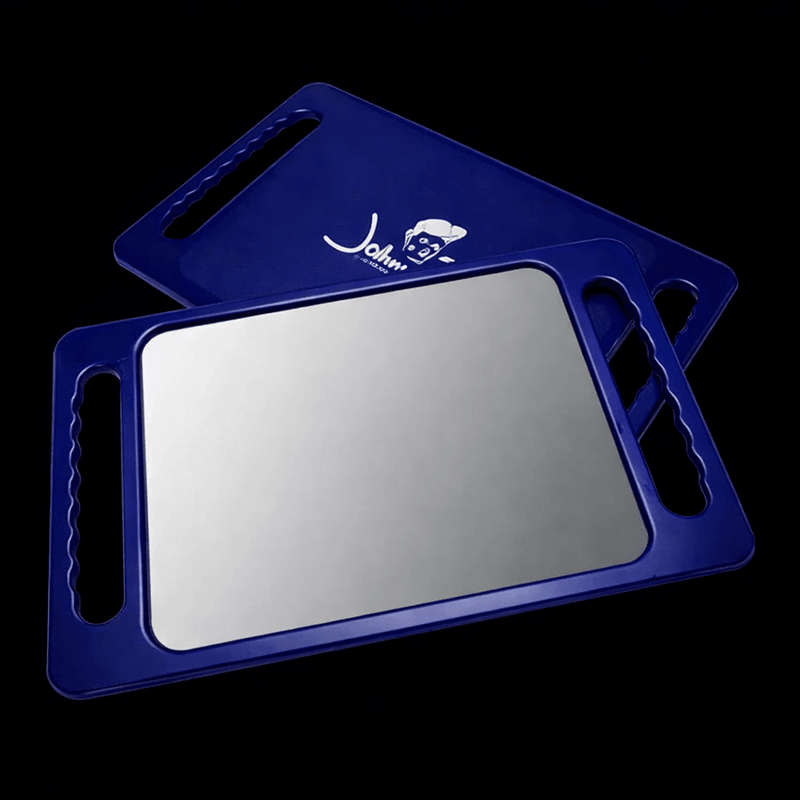 Johnny B Professional Styling Mirror Blue – front view on black background