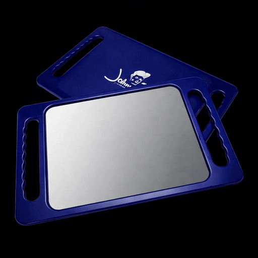 Johnny B Professional Styling Mirror Blue – front view on black background
