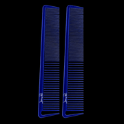 Johnny B Texturizing Comb Blue – dual comb display showing fine and wide tooth design
