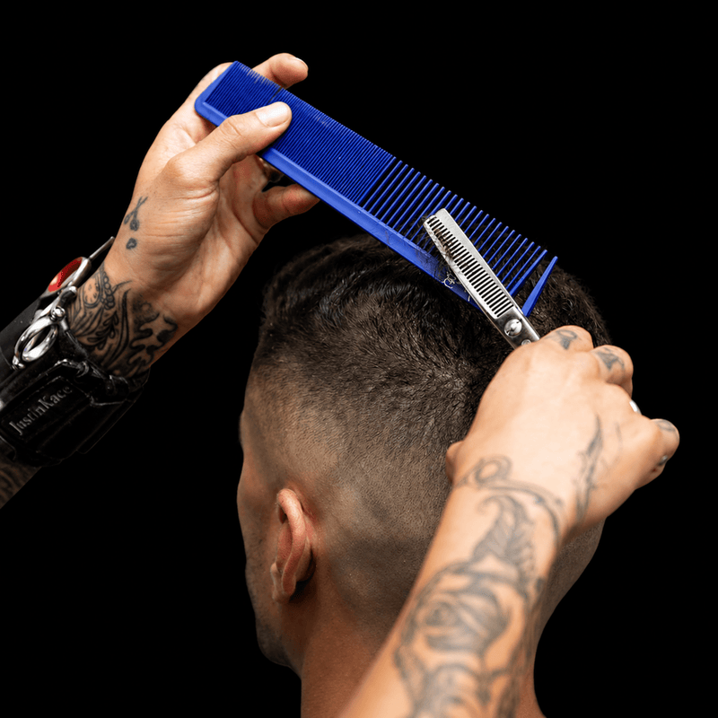 Johnny B Texturizing Comb Blue – ideal for clipper over comb and fade techniques