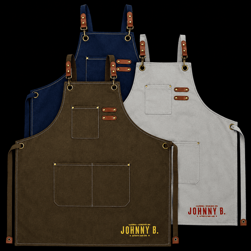 Johnny B Work Apron – blue, brown, and cream color variants