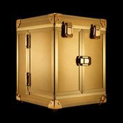 JRL 3000C Gold Collector's Edition presentation case, closed with gold-tone latches and reinforced corners