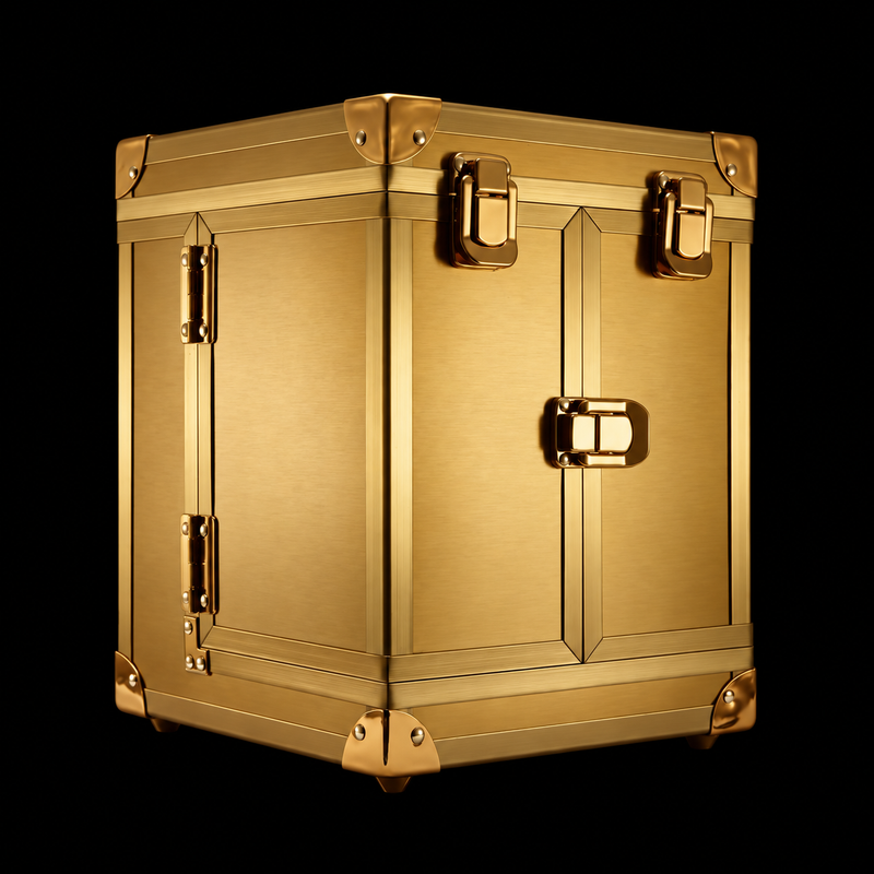 JRL 3000C Gold Collector's Edition presentation case, closed with gold-tone latches and reinforced corners