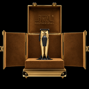 JRL 3000C Gold Collector's Edition clipper displayed on a pedestal inside its open gold presentation case